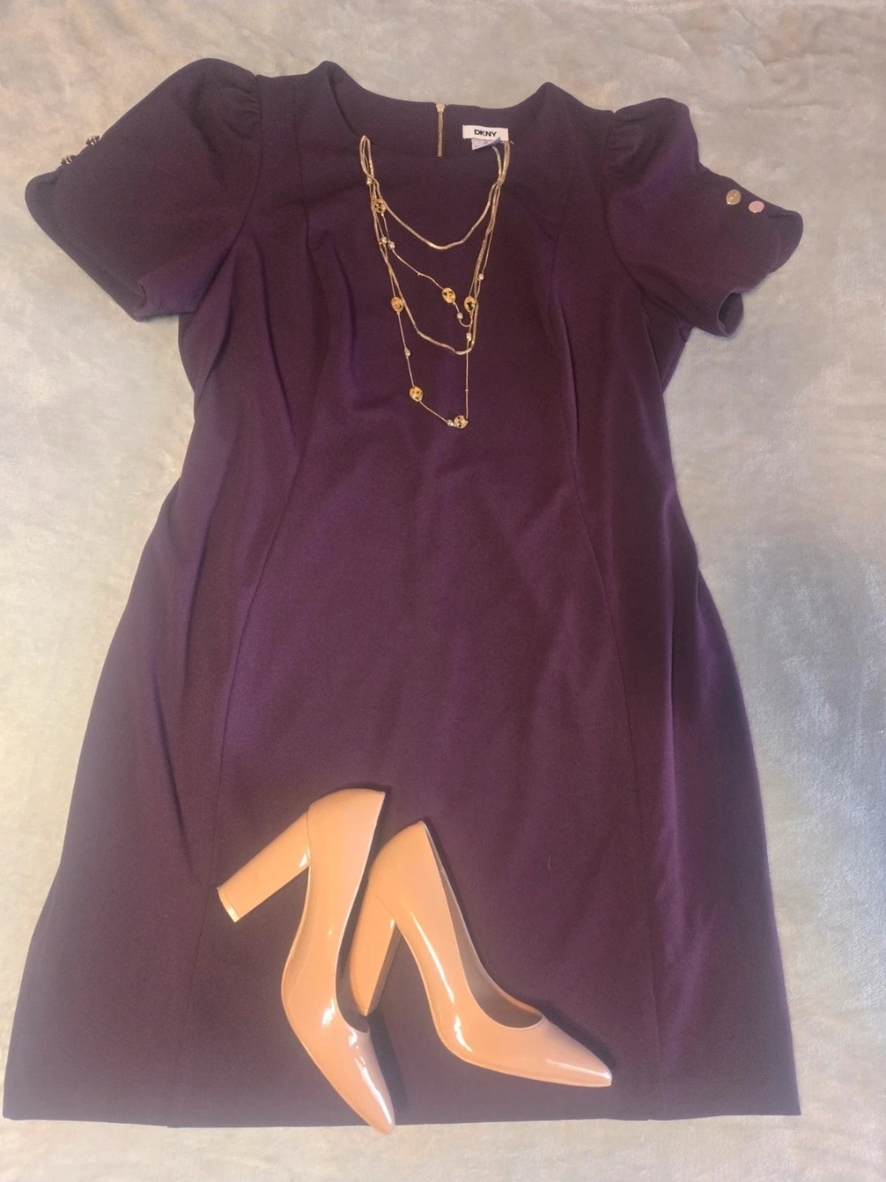 DKNY Purple Short Sleeve Sheath Dress